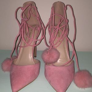 Pink pompom stilettos
